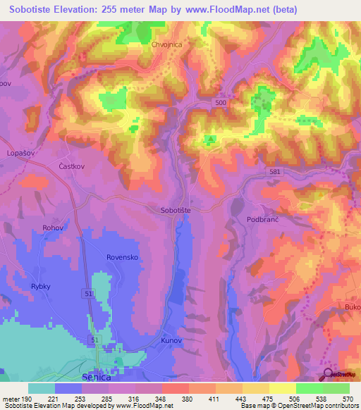 Sobotiste,Slovakia Elevation Map