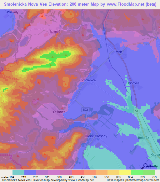 Smolenicka Nova Ves,Slovakia Elevation Map