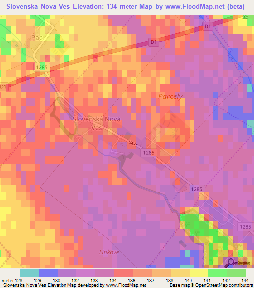 Slovenska Nova Ves,Slovakia Elevation Map