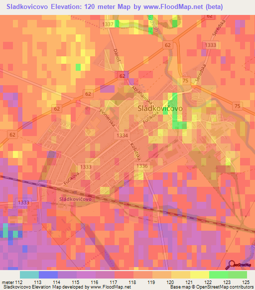 Sladkovicovo,Slovakia Elevation Map
