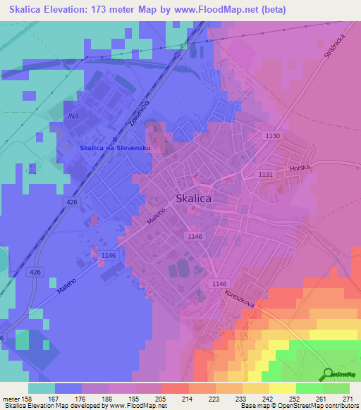 Skalica,Slovakia Elevation Map