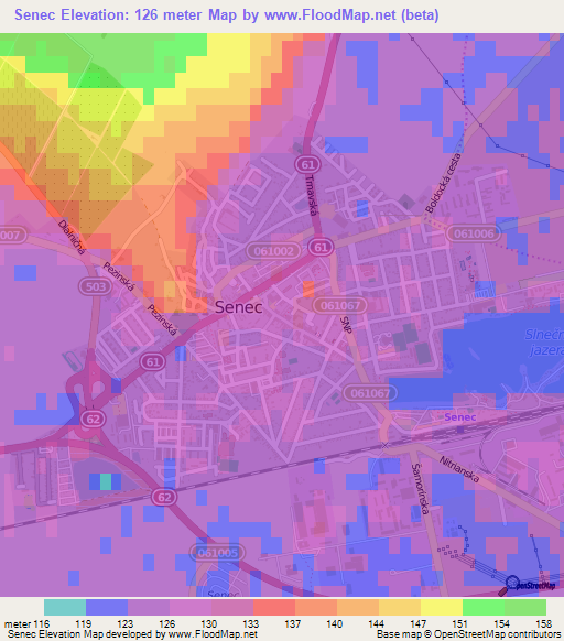 Senec,Slovakia Elevation Map