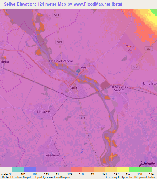 Sellye,Slovakia Elevation Map