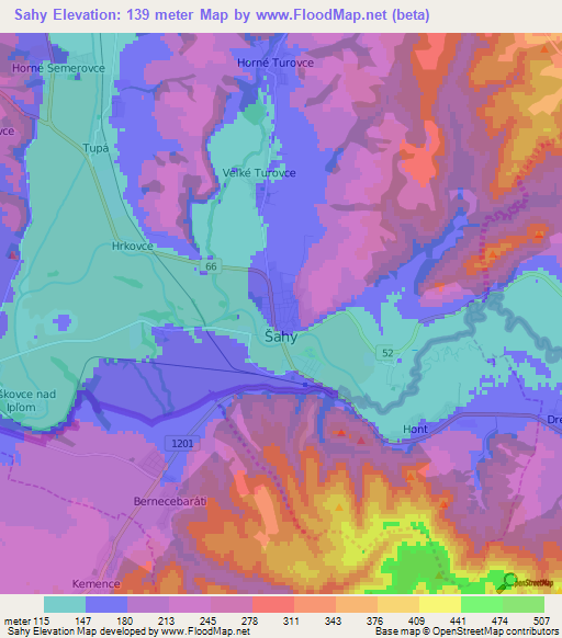 Sahy,Slovakia Elevation Map