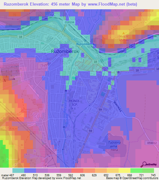 Ruzomberok,Slovakia Elevation Map
