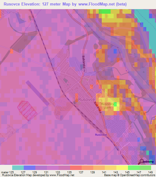 Rusovce,Slovakia Elevation Map