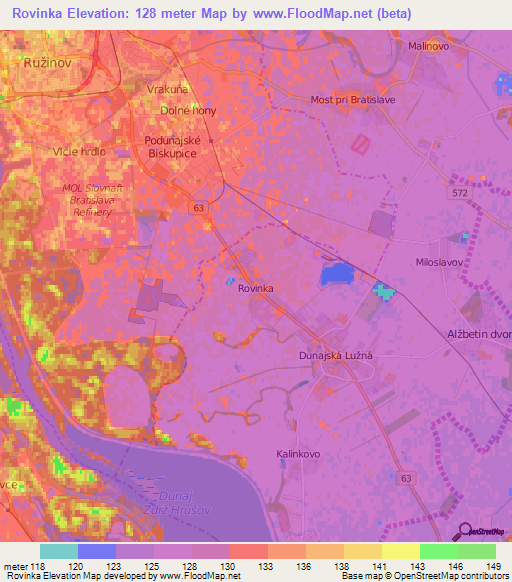 Rovinka,Slovakia Elevation Map