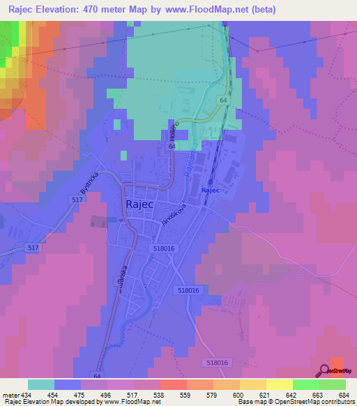 Rajec,Slovakia Elevation Map