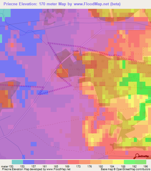 Priecne,Slovakia Elevation Map