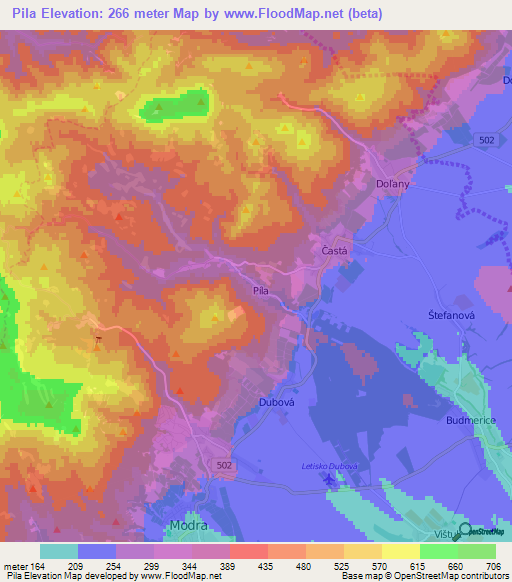 Pila,Slovakia Elevation Map