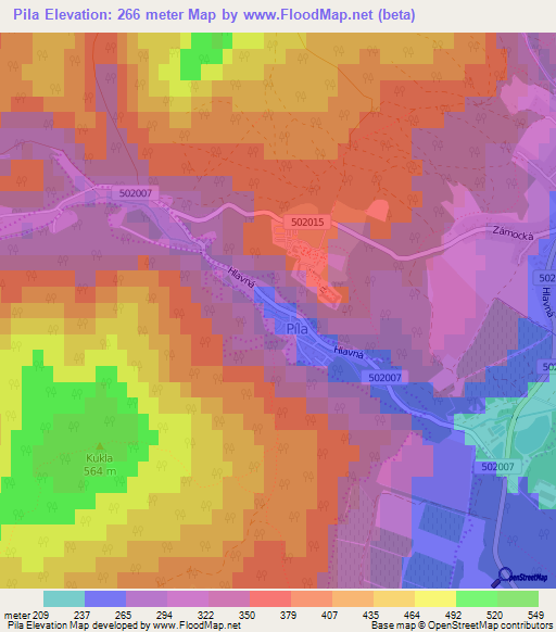 Pila,Slovakia Elevation Map