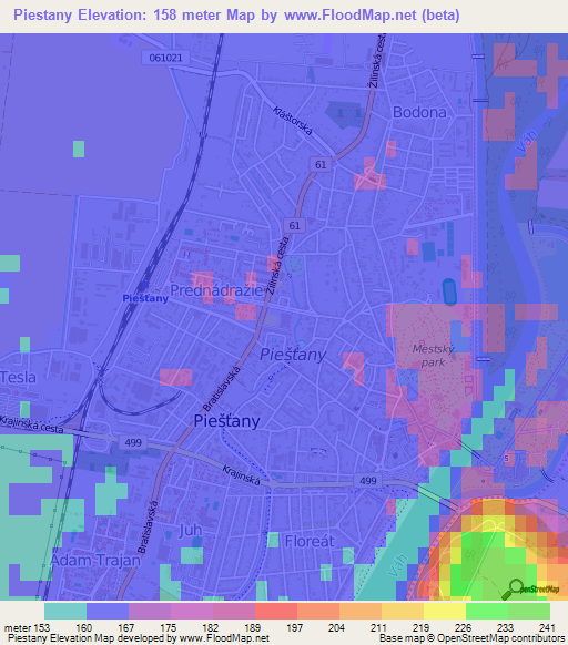 Piestany,Slovakia Elevation Map