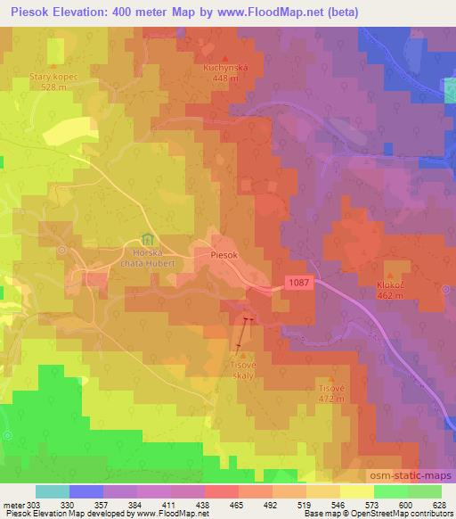 Piesok,Slovakia Elevation Map