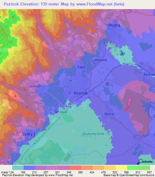 Pezinok,Slovakia Elevation Map