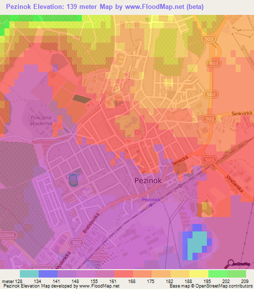 Pezinok,Slovakia Elevation Map