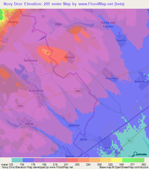 Novy Dvor,Slovakia Elevation Map