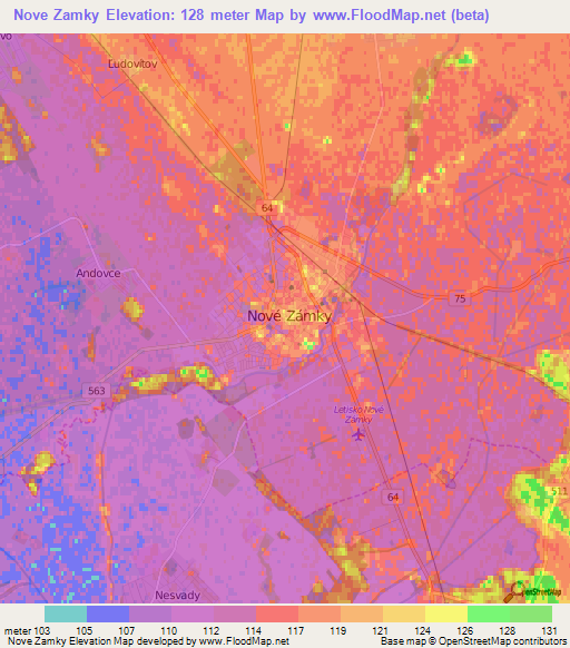 Nove Zamky,Slovakia Elevation Map