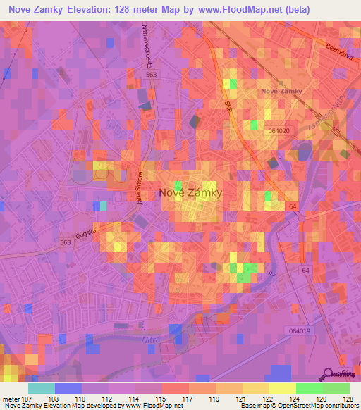 Nove Zamky,Slovakia Elevation Map