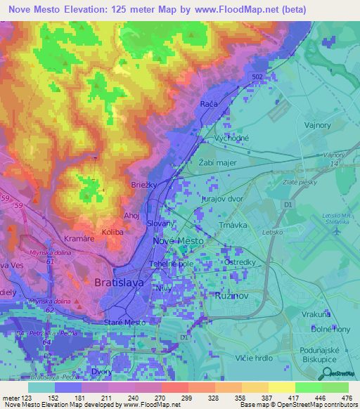Nove Mesto,Slovakia Elevation Map