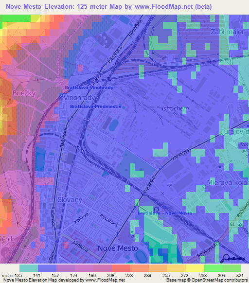 Nove Mesto,Slovakia Elevation Map