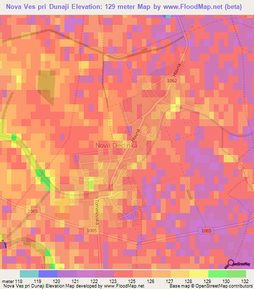 Nova Ves pri Dunaji,Slovakia Elevation Map