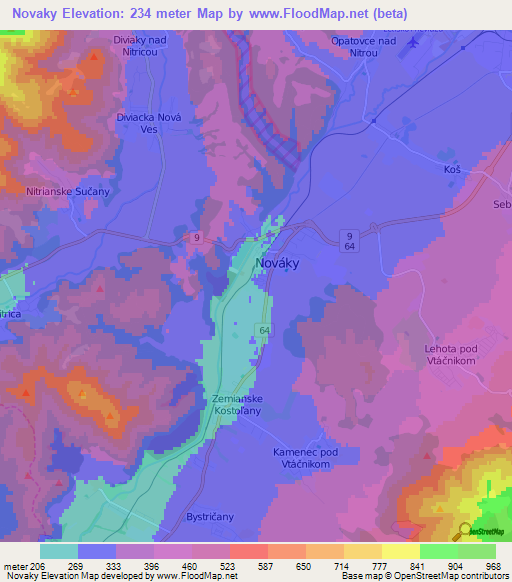 Novaky,Slovakia Elevation Map