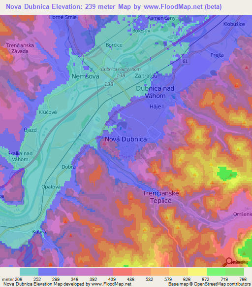 Nova Dubnica,Slovakia Elevation Map