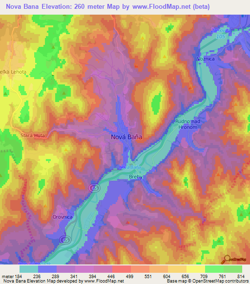 Nova Bana,Slovakia Elevation Map