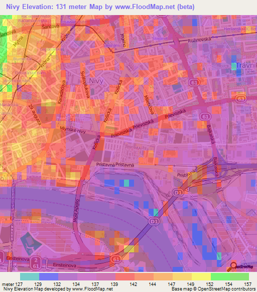 Nivy,Slovakia Elevation Map