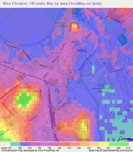 Nitra,Slovakia Elevation Map