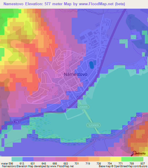 Namestovo,Slovakia Elevation Map