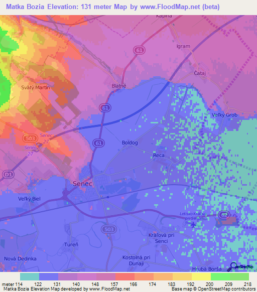 Matka Bozia,Slovakia Elevation Map