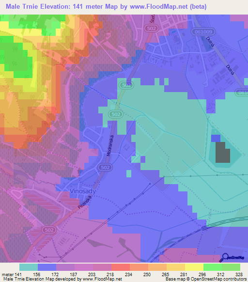 Male Trnie,Slovakia Elevation Map