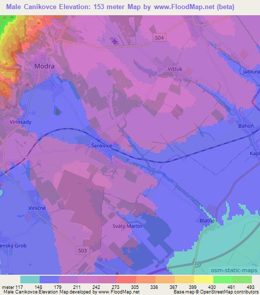 Male Canikovce,Slovakia Elevation Map
