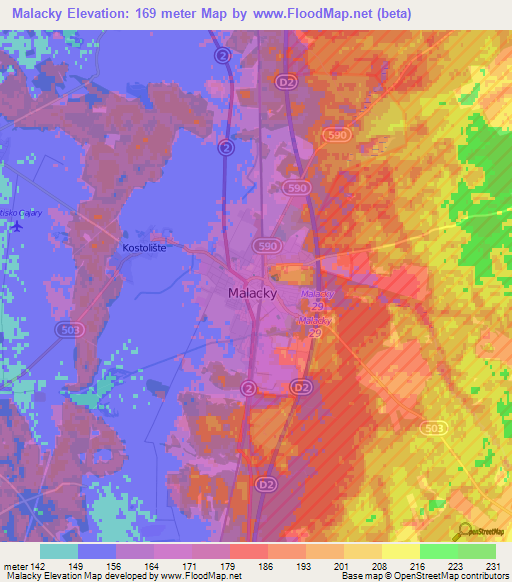 Malacky,Slovakia Elevation Map
