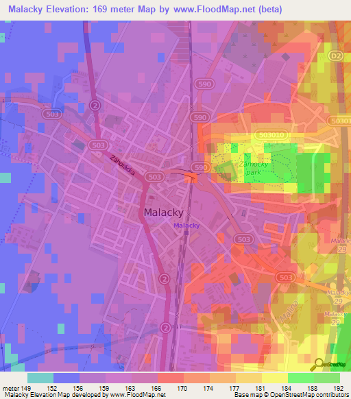 Malacky,Slovakia Elevation Map