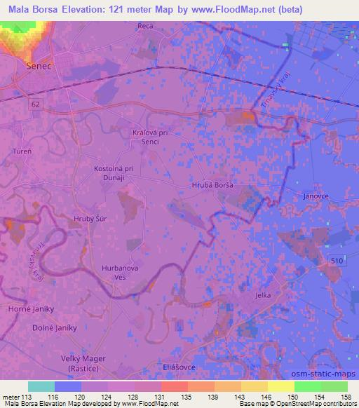 Mala Borsa,Slovakia Elevation Map