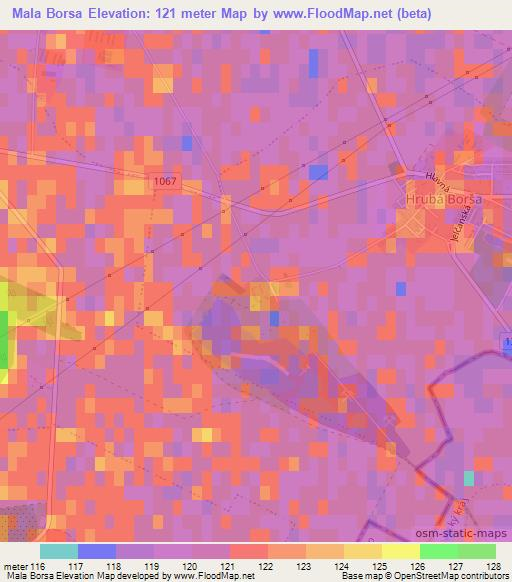 Mala Borsa,Slovakia Elevation Map