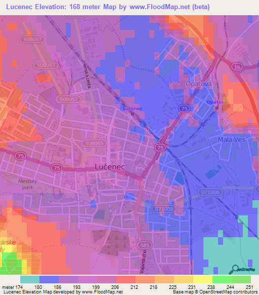 Lucenec,Slovakia Elevation Map