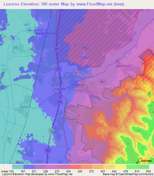 Lozorno,Slovakia Elevation Map