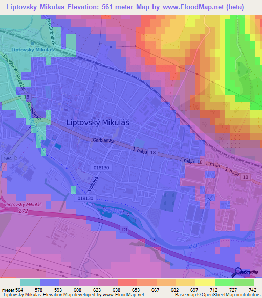 Liptovsky Mikulas,Slovakia Elevation Map
