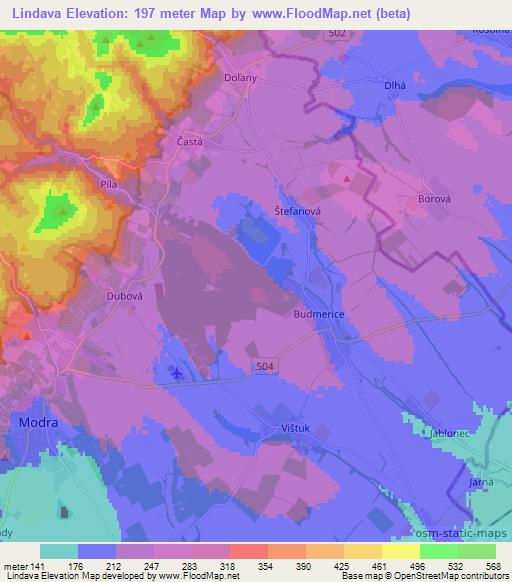 Lindava,Slovakia Elevation Map