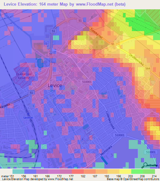 Levice,Slovakia Elevation Map