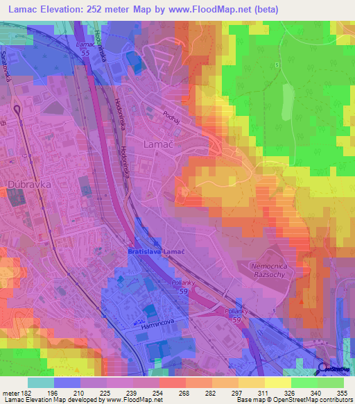 Lamac,Slovakia Elevation Map