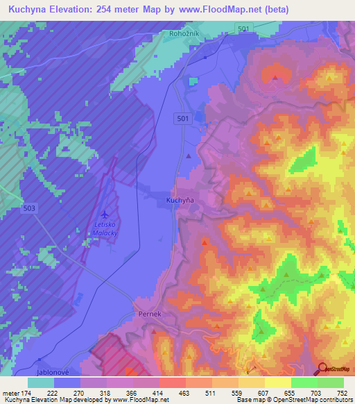 Kuchyna,Slovakia Elevation Map