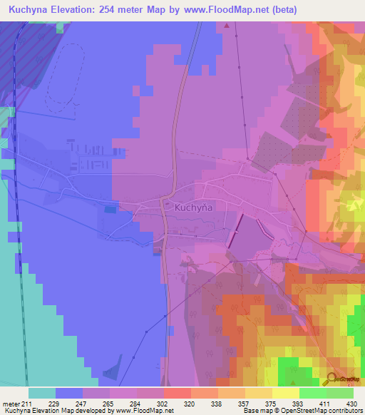 Kuchyna,Slovakia Elevation Map
