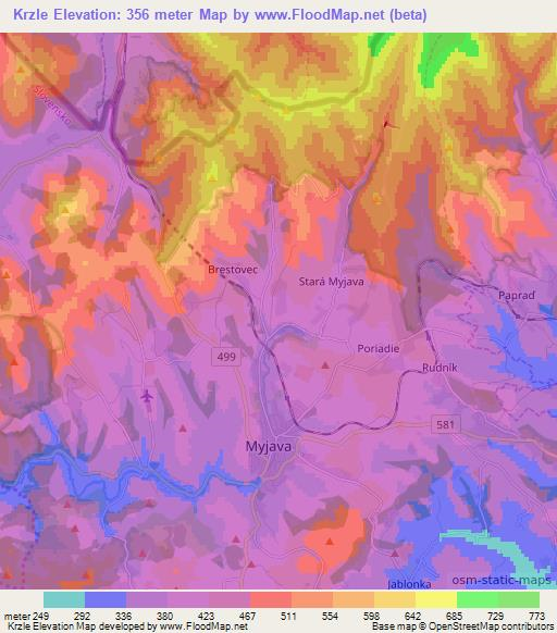 Krzle,Slovakia Elevation Map