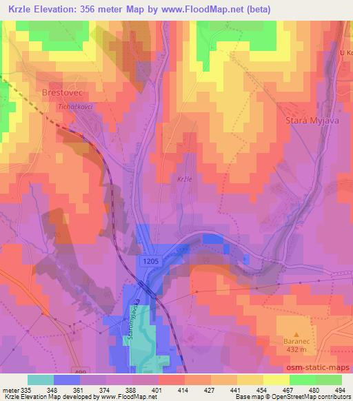 Krzle,Slovakia Elevation Map