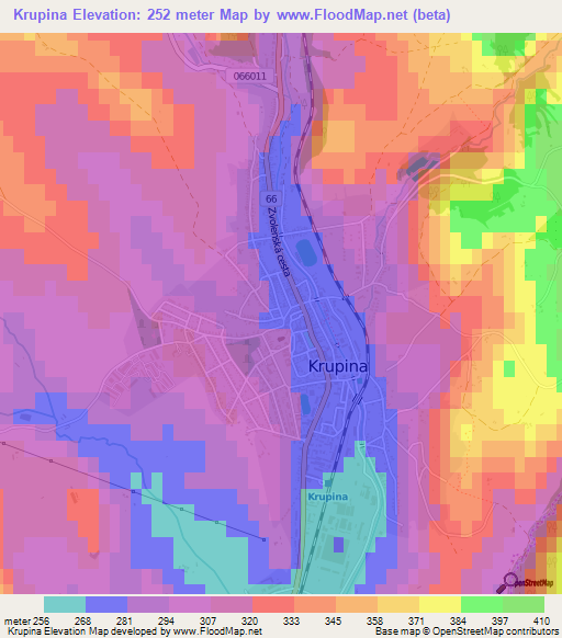 Krupina,Slovakia Elevation Map