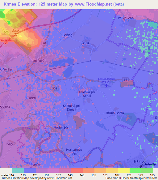 Krmes,Slovakia Elevation Map
